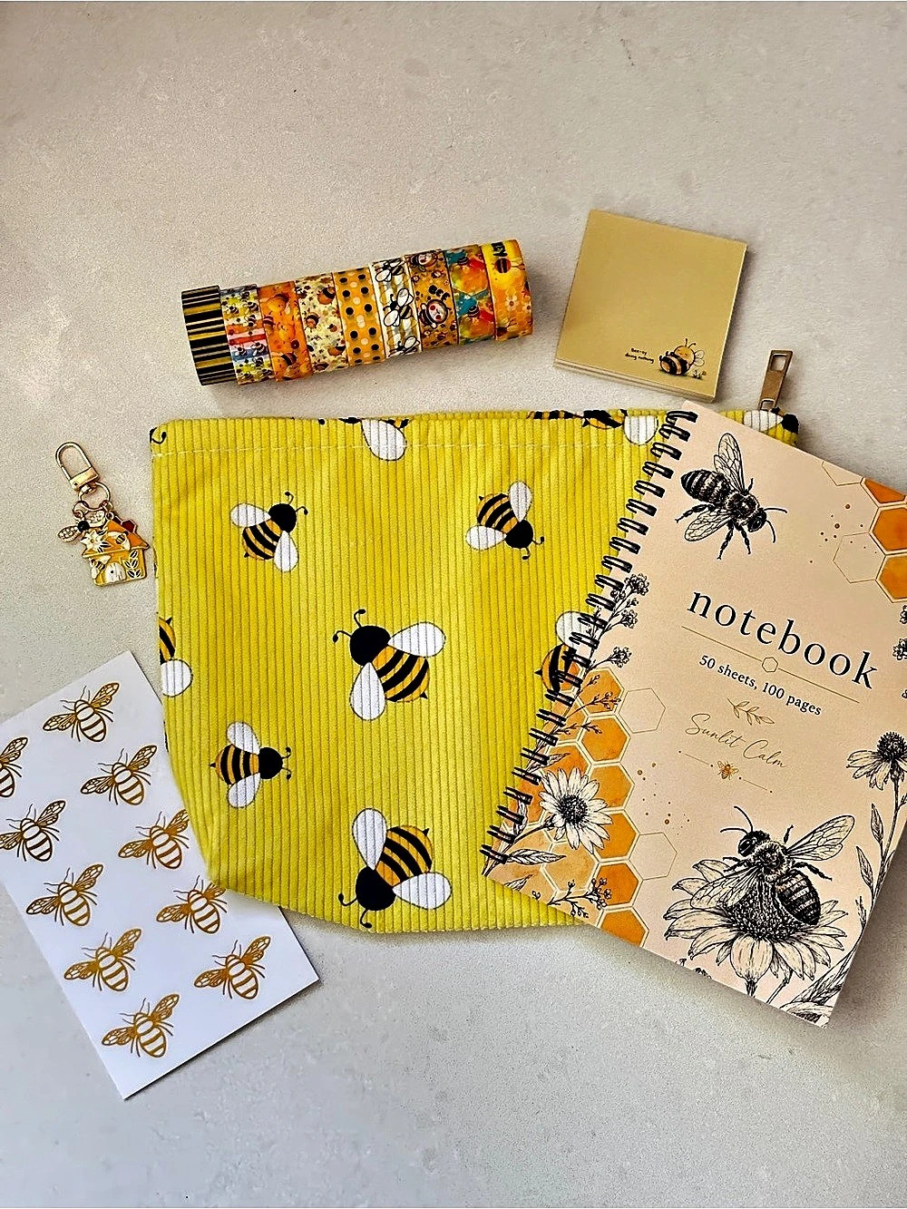 Bee-Themed Notebook & Stationery Set Yellow